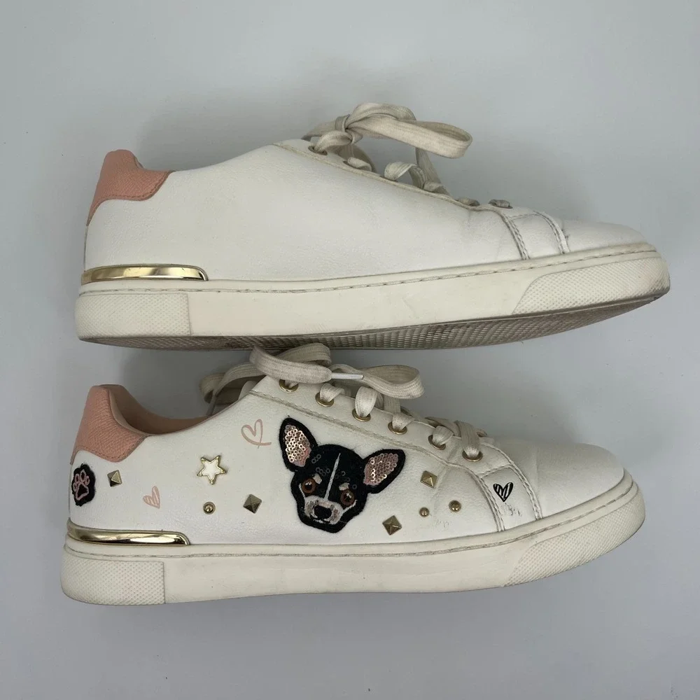 Aldo Chicou Syn Mix Mat Sneakers Women's Size 8.5 Studded Embellished White